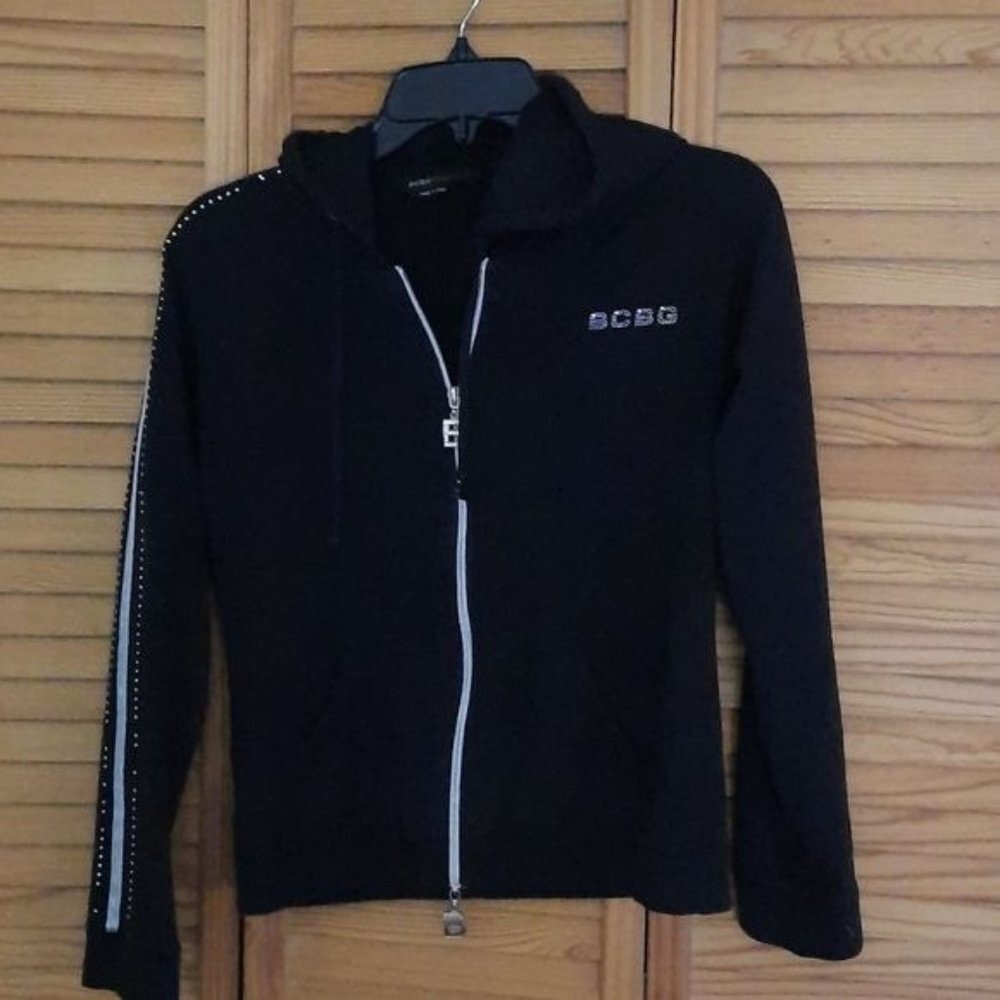 BCBG Maxazria Blinged Out Zipper Hoodie Size Small